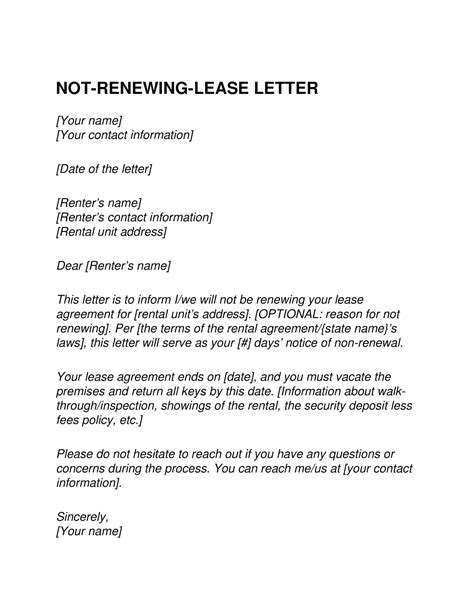 tenant non renewal of lease sample letter|Not Renewing Lease Letter (How to Write + Templates).